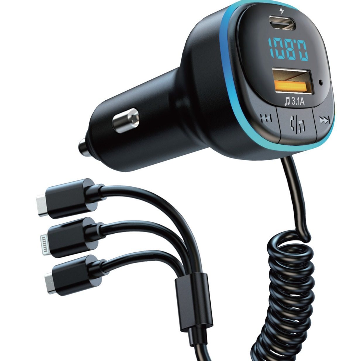 One-To-Five Car Bluetooth Mp3, Car Mp3 Player, Car Bluetooth Hands-Free, Car Fm Card Mp3 Player