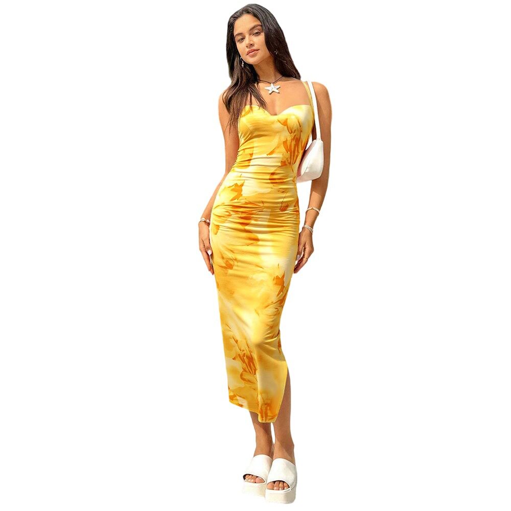 Summer Floral Bodycon Dress Sleeveless Off Shoulder Slim Fit Beach Vacation Style Wholesale Available