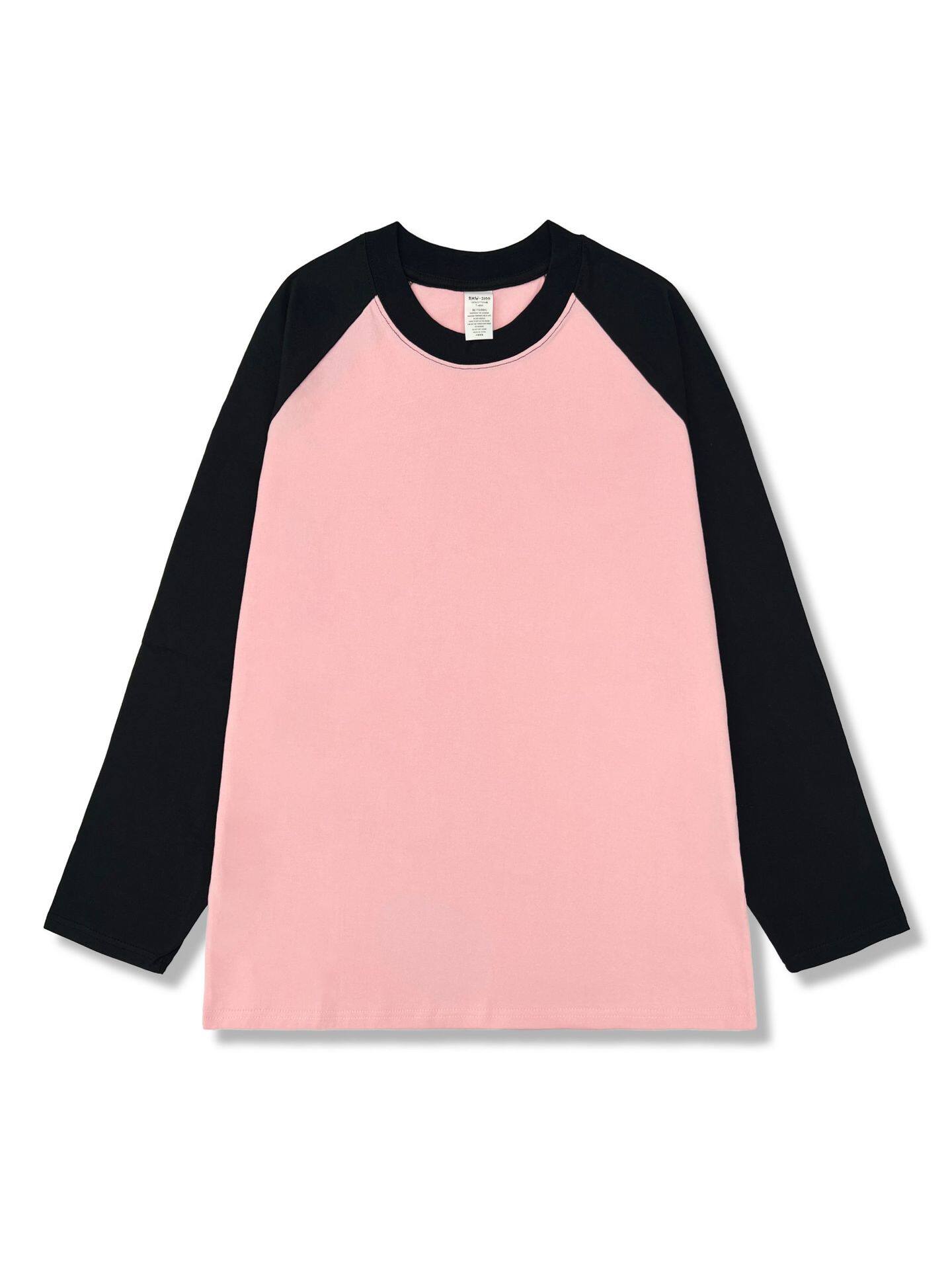 Womens Color Block Long Sleeve T Shirt Casual Loose Fit Round Neck Cotton Fabric Spring and Autumn Essential