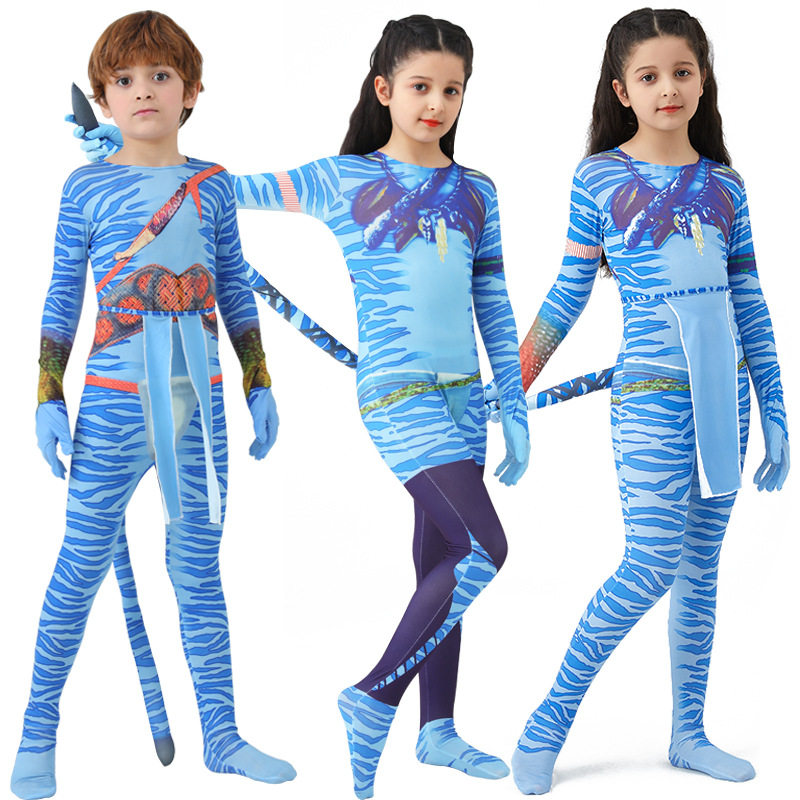 ชุดคอสเพลย์ Avatar 2 วิธีสวมใส่เสื้อผ้าแบบน้ำ สำหรับผู้ใหญ่และเด็ก ชุดติดกันแน่นรัดรูปสไตล์เดียวกับภาพยนตร์