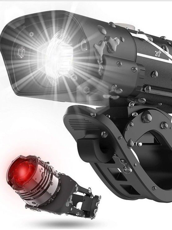 Bicycle headlight USB rechargeable bicycle light aluminum alloy car headlight 5-speed warning light riding flashlight accessories