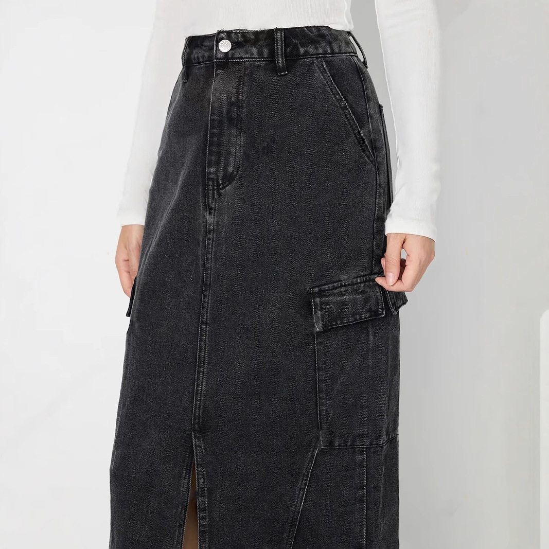 Vintage Loose Fit Denim Skirt Versatile Style Casual Wear European and American Fashion Wholesale Available