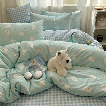 Cartoon Bedding Four-Piece Set, Bed Sheet, Quilt Cover, Three-Piece Set, Single, Double, Student Dormitory Bedroom