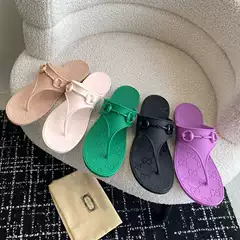 G Family Flip Flops Women's Ins Explosive Double G Flat Slippers European and American Fashion Horse Buckle Clip Toe Sandals slipper