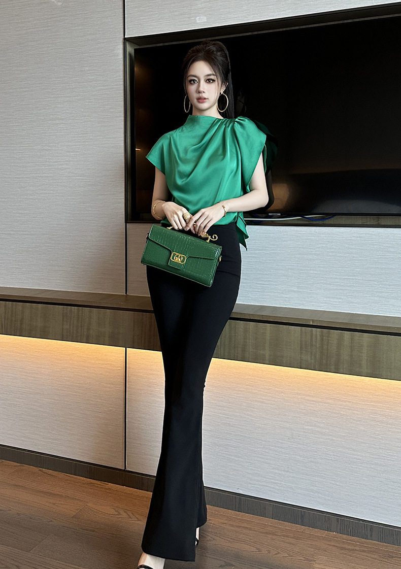 Áo thun nữ oversize cổ tròn tay ngắn dáng rộng — [Xanh lục] chi tiết 6