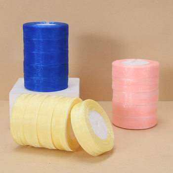 Factory store in stock 2.5cm transparent yarn snow yarn with mesh ribbon cake gift box 45 meters a roll of birthday opening silk