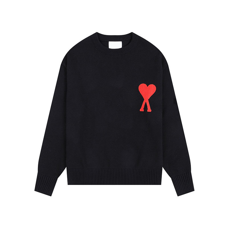 秋冬新款高领爱心毛衣男女条纹青年桃心跨境外贸休闲套头针织衫