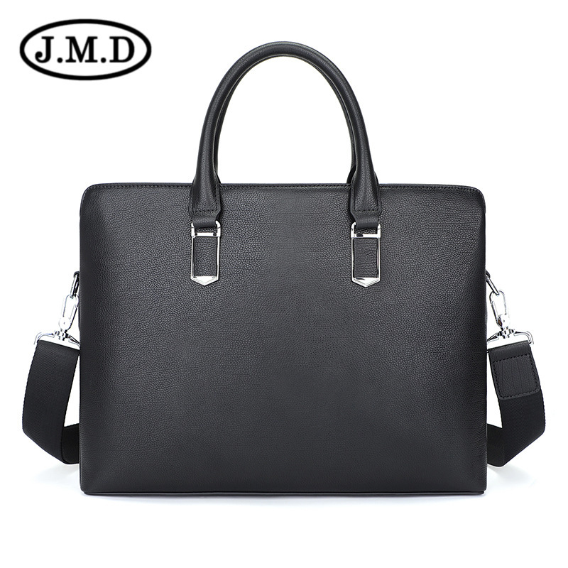 Cặp da nam công sở da bò thật nhiều ngăn đựng laptop 14 inch — Màu đen