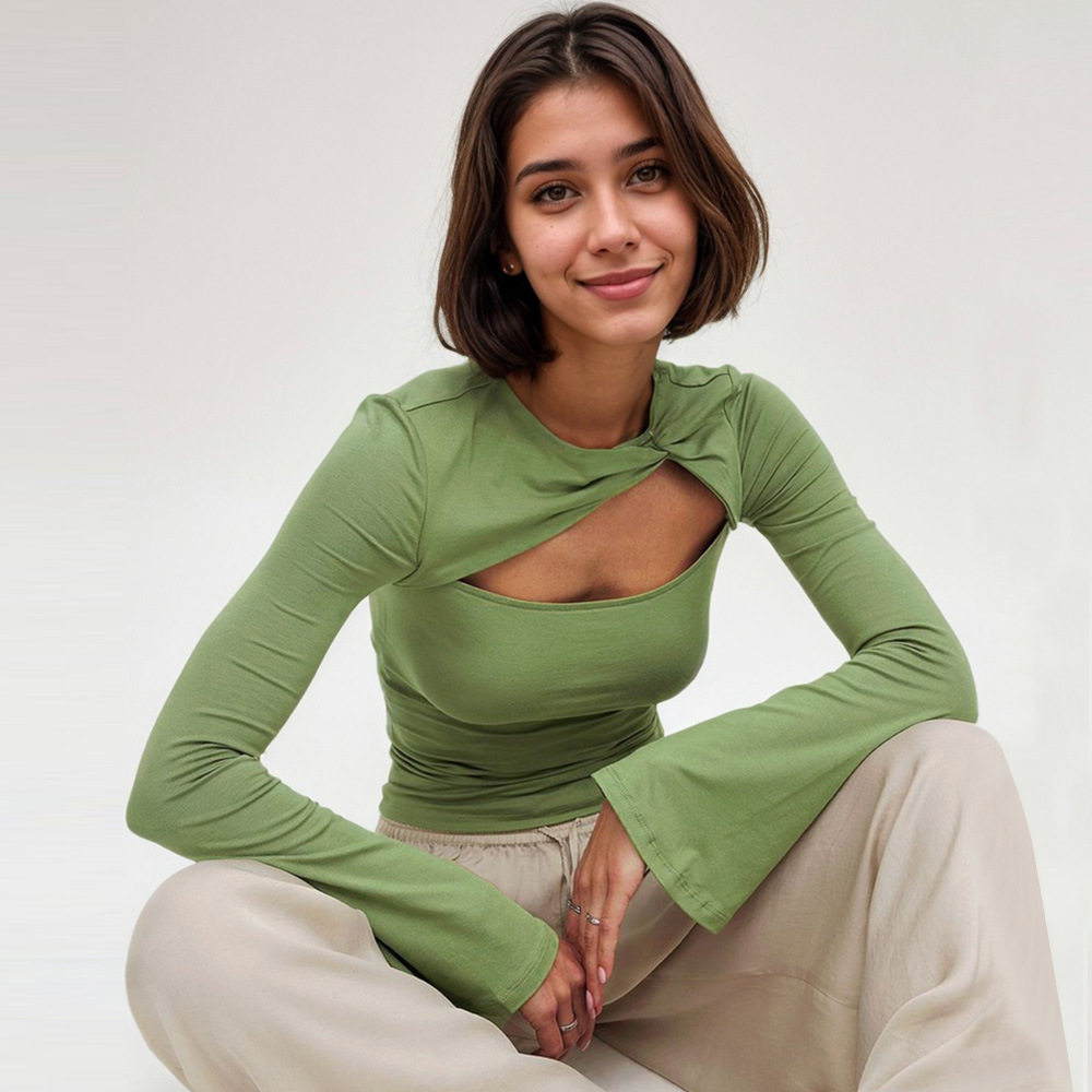 Womens Hollow Out Layered T Shirt Slim Fit Trendy Style Spring Summer Wholesale Available custom packaging