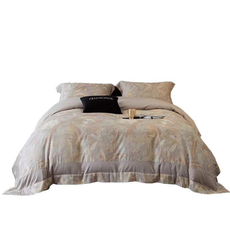 FREEMONDE autumn and winter new tansky cotton padded sanding four-piece set 100s high-end printed quilt cover warm bed
