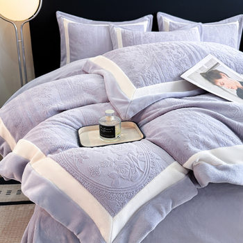 2025 New Model A-Grade High-Density Full Matte Carved Double Corner Thickened Milk Velvet Four-Piece Set Factory Direct Sale