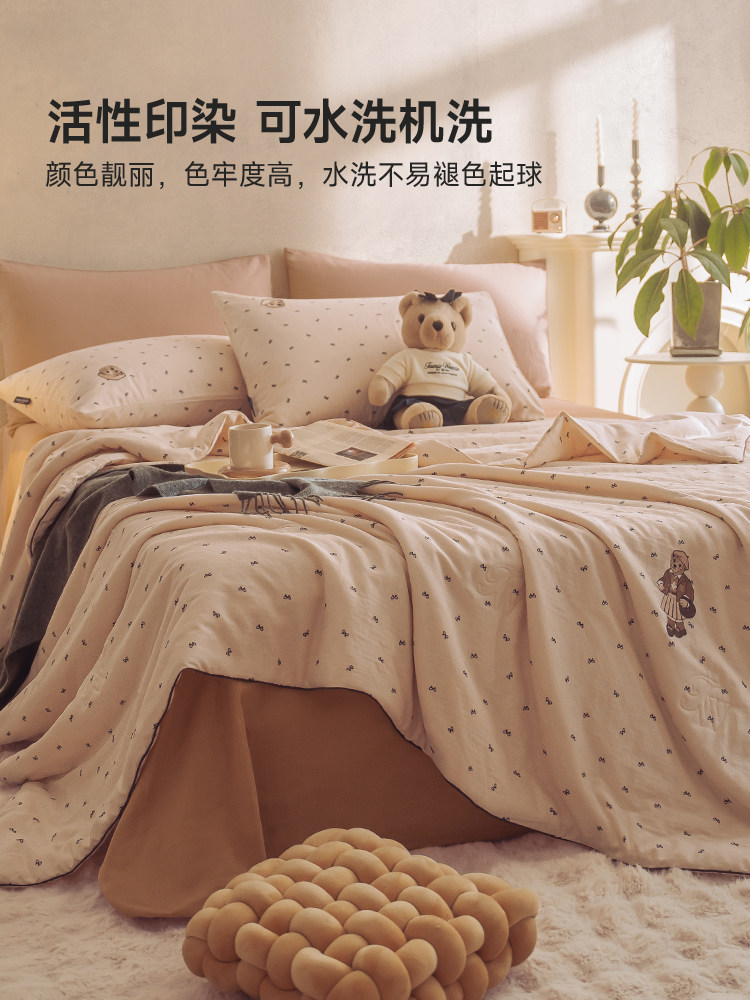 ✅ Teenieweenie Double-Layer Gauze Summer Quilt, Pure Cotton, Machine Washable, Summer Quilt, Air-Conditioned Quilt, Children's Thin Quilt