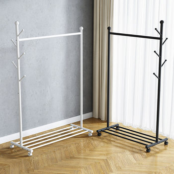 Simple Clothes Hanger Floor-standing Single-pole Coat Rack Folding Household Floor-standing Clothes Hanger Dormitory Coat Rack Indoor Hanger