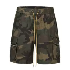 blackicon Summer European and American High Street Loose Straight Tube Washed Vintage Tooling Multi-Pocket Camouflage Casual Shorts