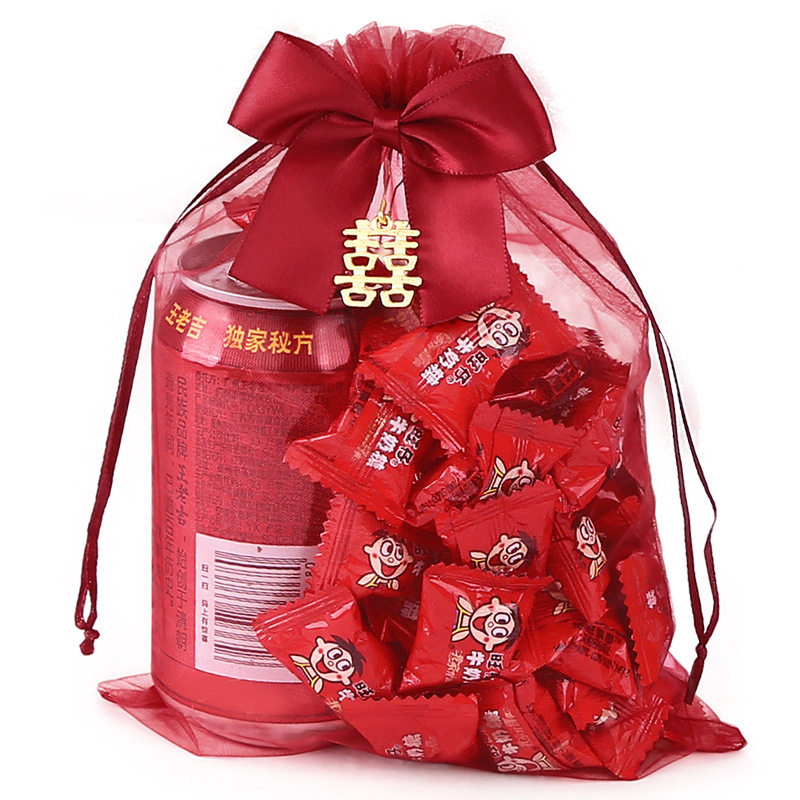 Wedding candy bag wedding supplies candy bag yarn bag drawstring gift box gift bag candy mesh wedding