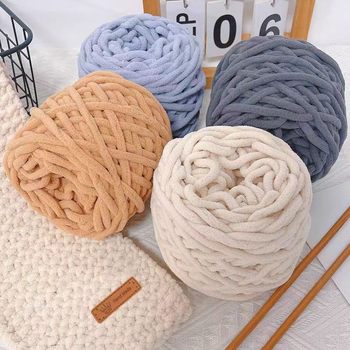 Ice thread soft coarse wool handmade diy knitted scarf wool ball crochet hook slippers men and women self-woven material