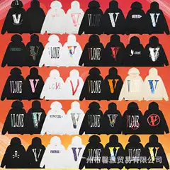 Foreign single Vlone FOG mosaic FRIENDS element style American large V hooded series sweater heavy hoodie