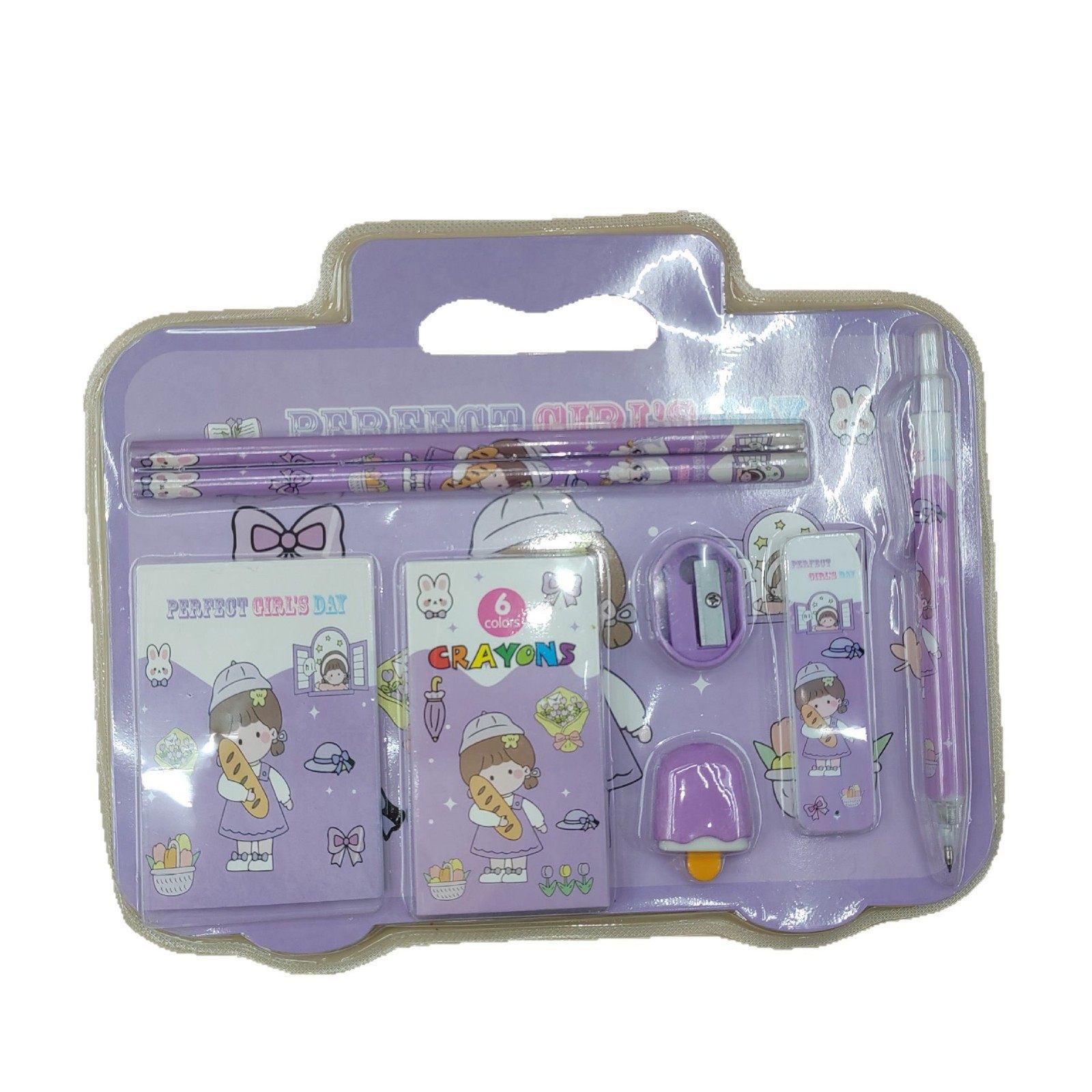 KT-112 Children's Gift Student Stationery suit Pencil Box Sharpener High Color Value Kindergarten Gift Text