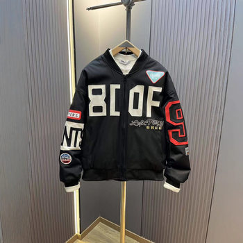 Trendy Baseball Collar down Jacket Loose Fit Unisex Patchwork Winter New Warm Tiktok Style Men's Top