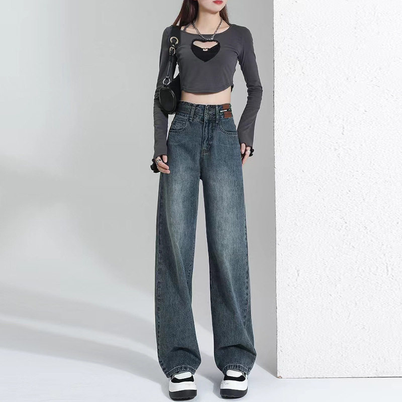 High Waisted Straight Leg Jeans for Women Loose Fit Versatile Casual Style Perfect for Spring and Autumn Wholesale