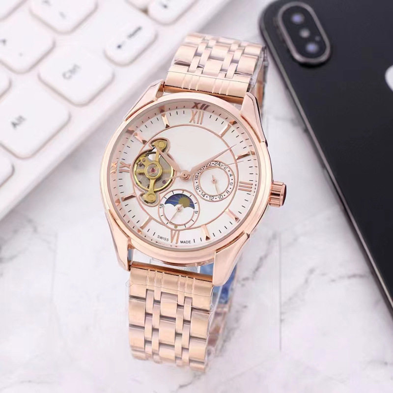 2023 Foreign Trade New European Brand Fully Automatic Mechanical Six-pin Steel Men's Fashion Watch Hollow Surface Men's Moon Phase