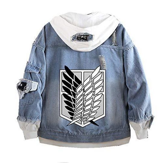 Attack Giant Jacket bf Wind Hooded Wing of Freedom Secondary Animation Denim Jacket Amazon Cross Mirror