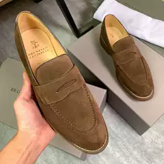 Calfskin Loafers, Nubuck Leather Shoes, Men's Genuine Leather Summer Slip-Ons, Slip-Ons, Casual Business Men's Shoes