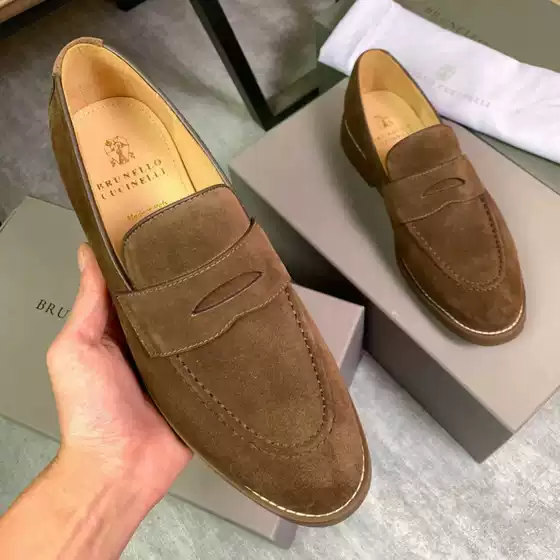 Calfskin Loafers, Nubuck Leather Shoes, Men's Genuine Leather Summer Slip-Ons, Slip-Ons, Casual Business Men's Shoes