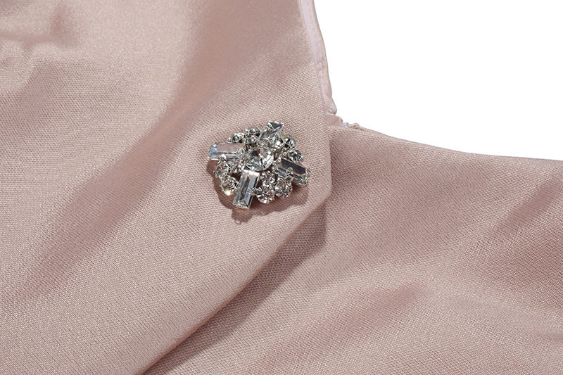 Đầm maxi nữ thắt eo cổ chữ V tay ngắn họa tiết satin — Satin (màu họa tiết) chi tiết 9