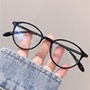 New Korean style high-end feeling retro small round frame brown glasses women's myopia eye frame oval anti-blue light flat mirror