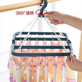 ✅ Thickened 32-Clip Multi-Clip Clothes Drying Rack Multifunctional Hotel Plastic Hanger for Home Use Sock Drying