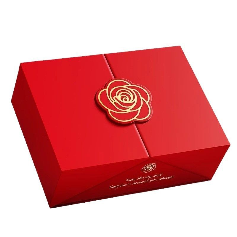 Red Ready-Made Gift Box Packaging Empty Box High-End Scarf Gift Box Universal Gold Foil Silk Scarf Box Customization