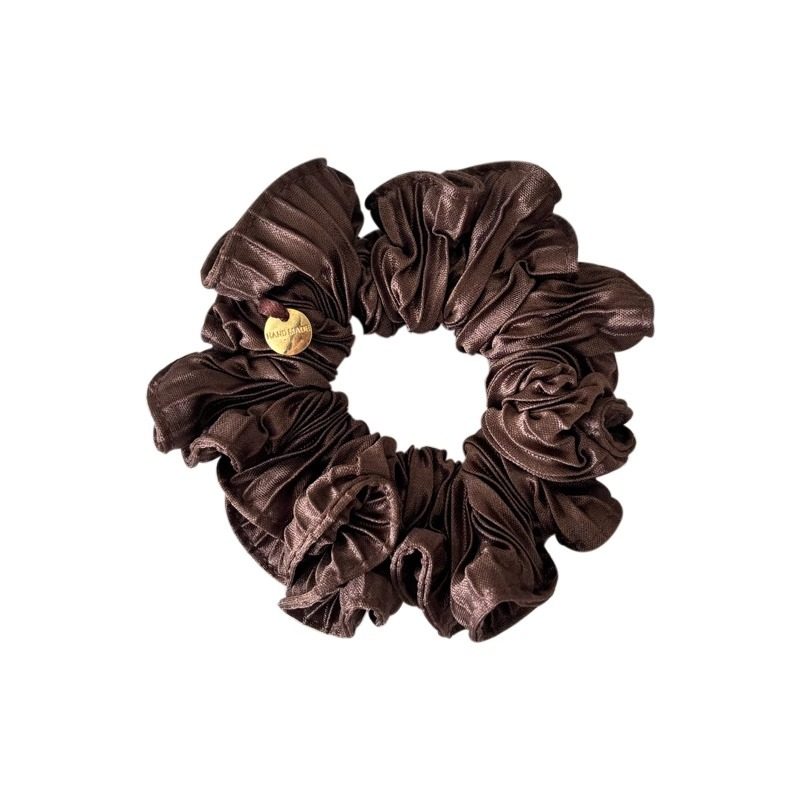 Gentle Pleated Head Flower Large Intestine Hair Ring Internet Celebrant 2024 New Style Ball Head Striped Hair Ring Hair Rope Tie Hair Rope