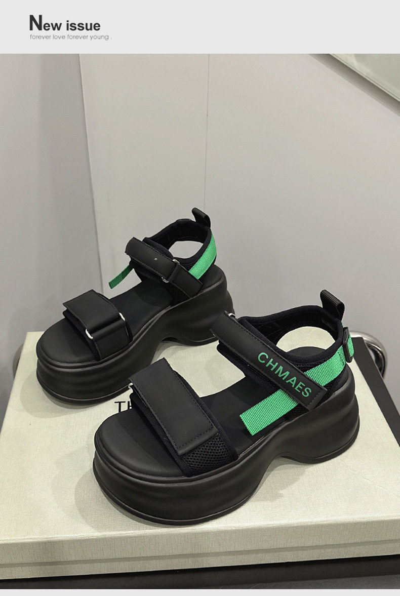 Dép sandal nữ quai chữ V đơn giản mùa hè, đế bệt, chất liệu microfiber — Đen, Len nguyên chất chi tiết 14