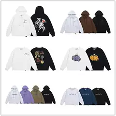 Clam American Embroidered Letters Pure Color Hooded Couple Terry Sweatshirt for Men and Women Spring & Fall Trendyy Loose Jacket