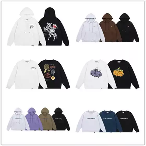 Clam American Embroidered Letters Pure Color Hooded Couple Terry Sweatshirt for Men and Women Spring & Fall Trendyy Loose Jacket