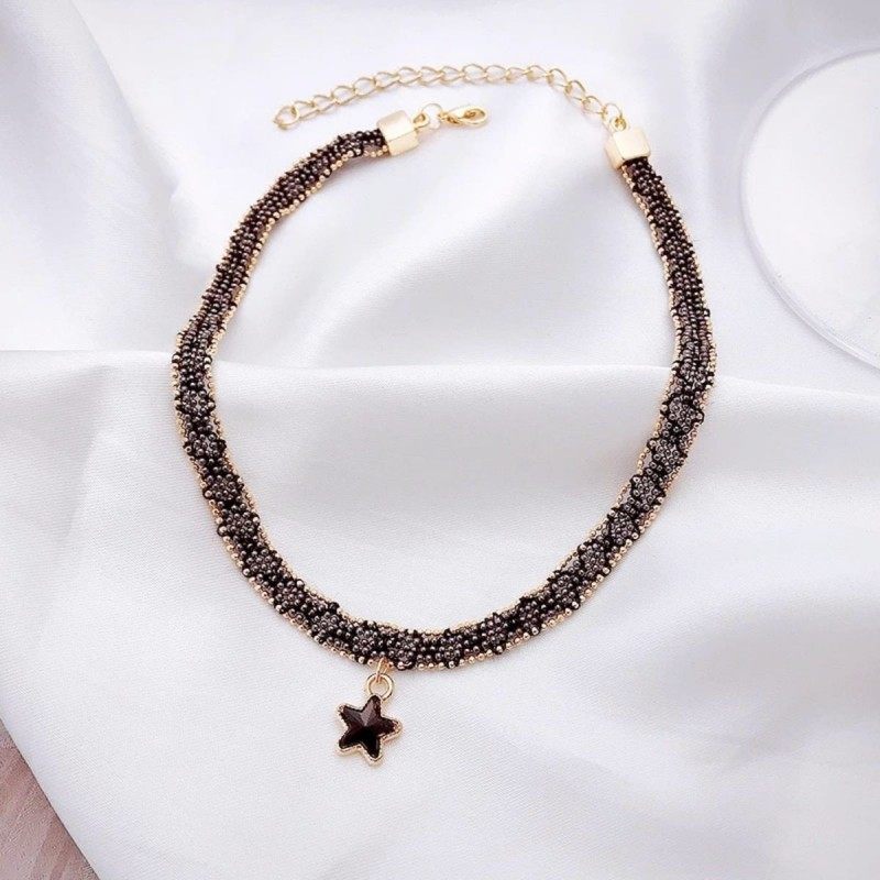 South Korea Black Sexy Collarbone Chain Simple Short Star Pendant Necklace Choker Collar Neck Band Neck Chain for Women
