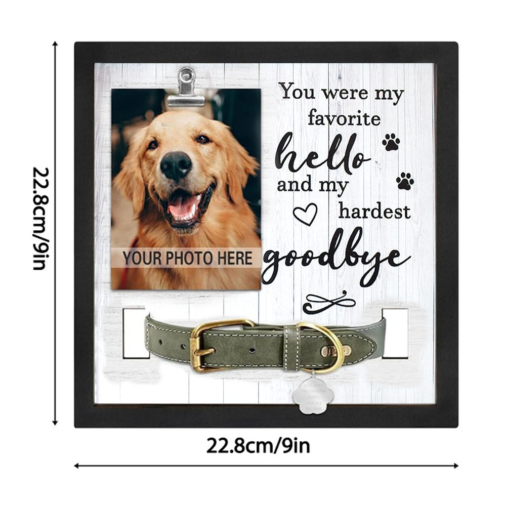 Pet Commemorative Photo Frame Can Hold Collar Vertical Table Pet Photo Lost Gift with Clip Photo Frame Black