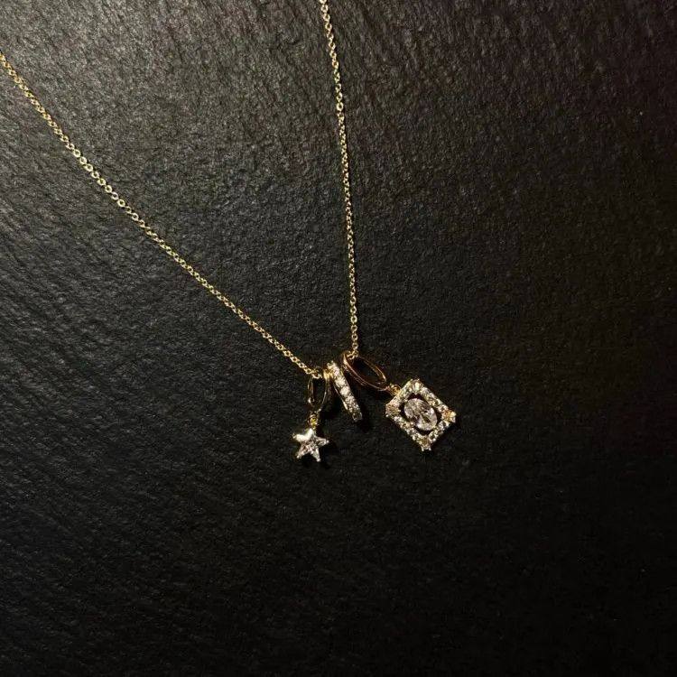 Vintage Design Retro Style Niche Design Sugar Cube Star Necklace Collarbone Chain