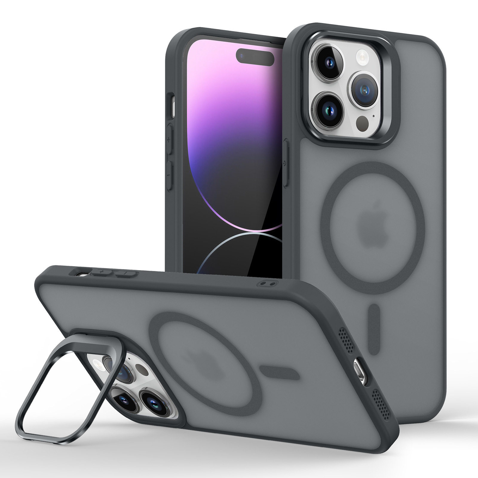 Suitable for Apple 17Pro Skin-Feel Magnetic Phone Case iPhone 16Promax Lens Holder 13 Protective Case 14