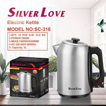 Foreign Trade Export European Plug Stainless Steel Electric Water Kettle Southeast Asia Electric Kettle Electric Water Kettle 1800W