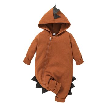 Girls' New Cartoon Baby Romper for Boys and Girls, Children's Clothing, Long-Sleeved Dinosaur Jumpsuit for Infants