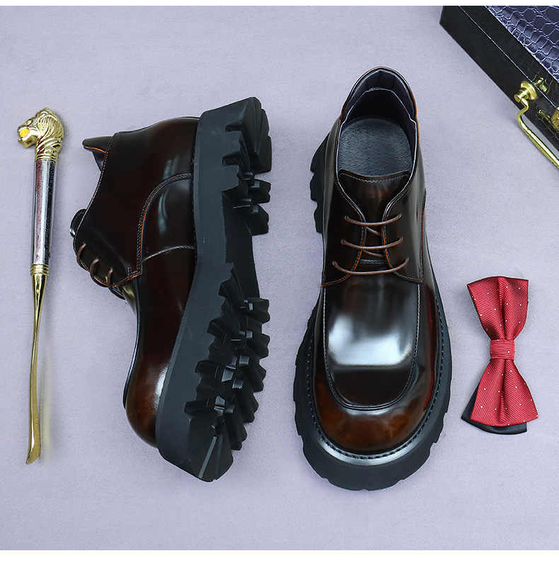 Boot nam da bò thật đế dày kiểu Chelsea cổ thấp chống trượt — Màu nâu, Màu đen, Màu nâu mẫu lót nhung, Màu đen mẫu lót nhung
