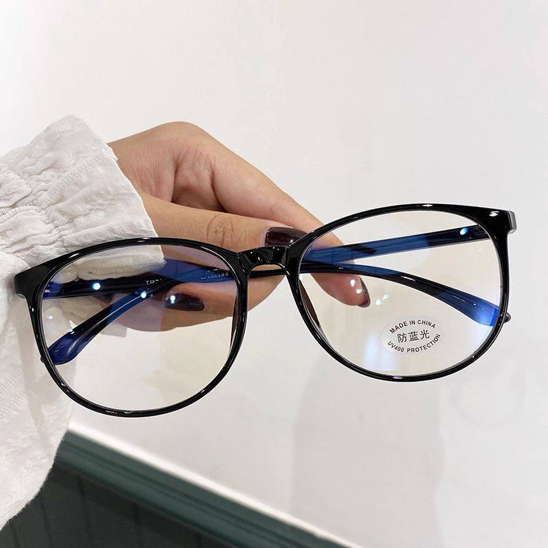 Fashion glasses frame plain face thin face anti-blue light myopia artifact ultra light Korean flat mirror small face round frame