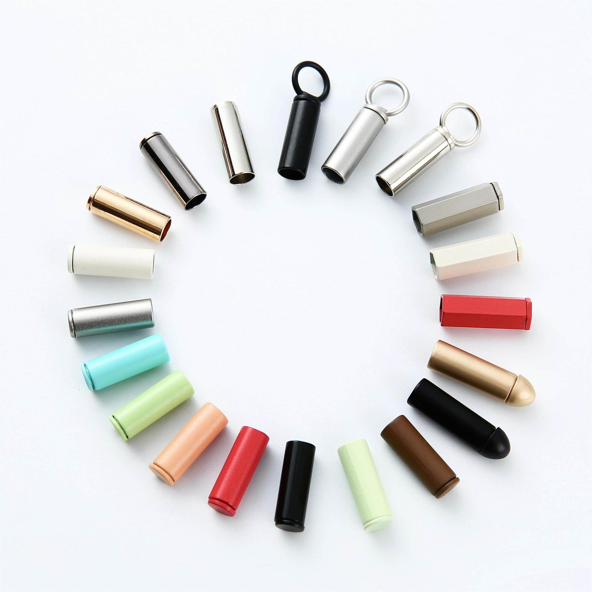 Popular Metal Hanging Bell Rope Buckle Cylindrical Straight Clip Adjustment Buckle Alloy Rope Head Manufacturer Wholesale Quantity Discount