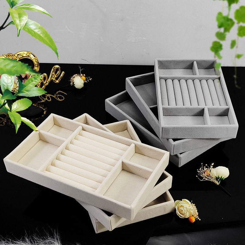 In stock wholesale flannel jewelry tray jewelry display tray ring stud earrings jewelry display tray drawer storage and finishing