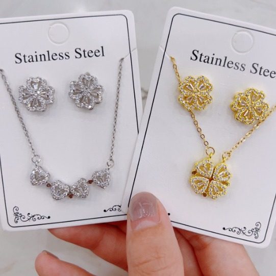 Cross-border explosions 2024 diamond necklace earrings suit Europe and the United States simple Joker clavicle chain factory wholesale direct batch