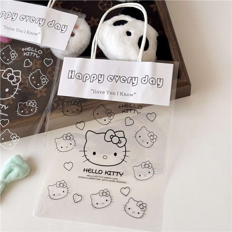 Kitty Cat Portable Transparent Gift Bag Birthday Ins Style Girly Cute Cat Gift Stationery Storage Accessories