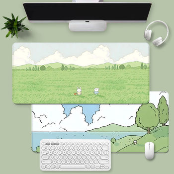 Illustration Mouse Pad Extra Large Girls Work Desk Pad Green Eye Protection Wrist Keyboard Game Pad Universal