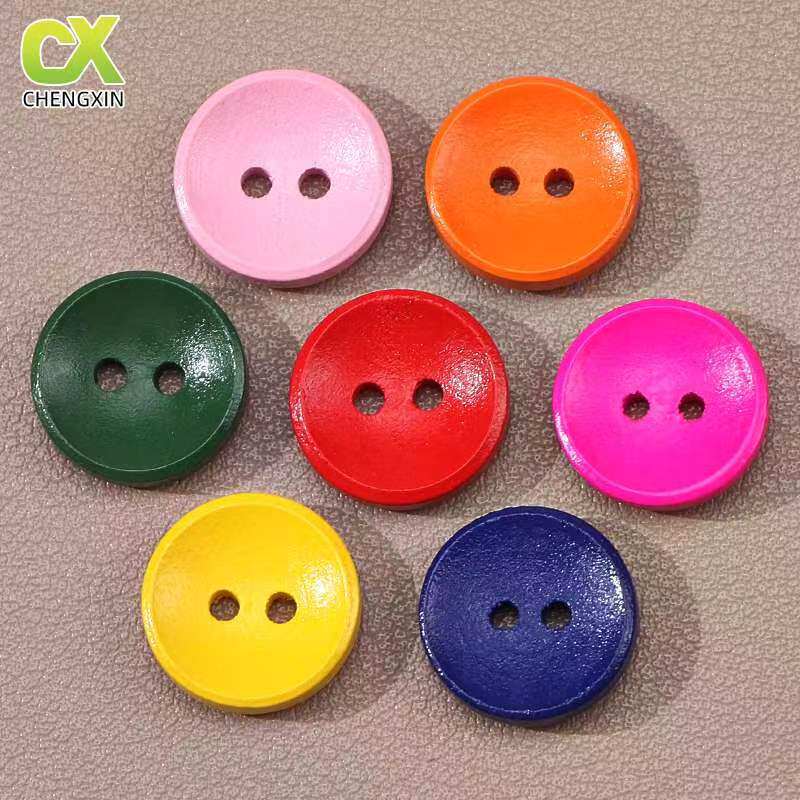 Colorful Small Wooden Buttons Kidsren's Round Two-Eye Wooden Buttons Kidsren's Clothing Kindergarten Handmade DIY Buttons